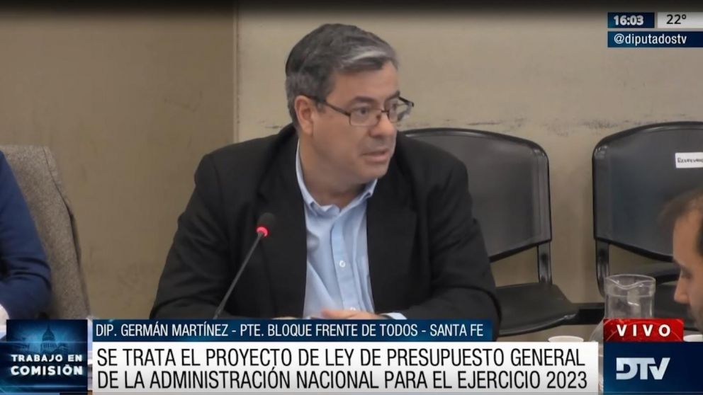 Germán Martínez, presidente del bloque del Frente de Todos en Diputados, durante el debate del Presupuesto 2023.