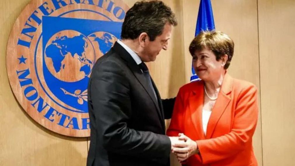 Sergio Massa, durante su último cara a cara con Kristalina Georgieva, la titular del FMI (Archivo).