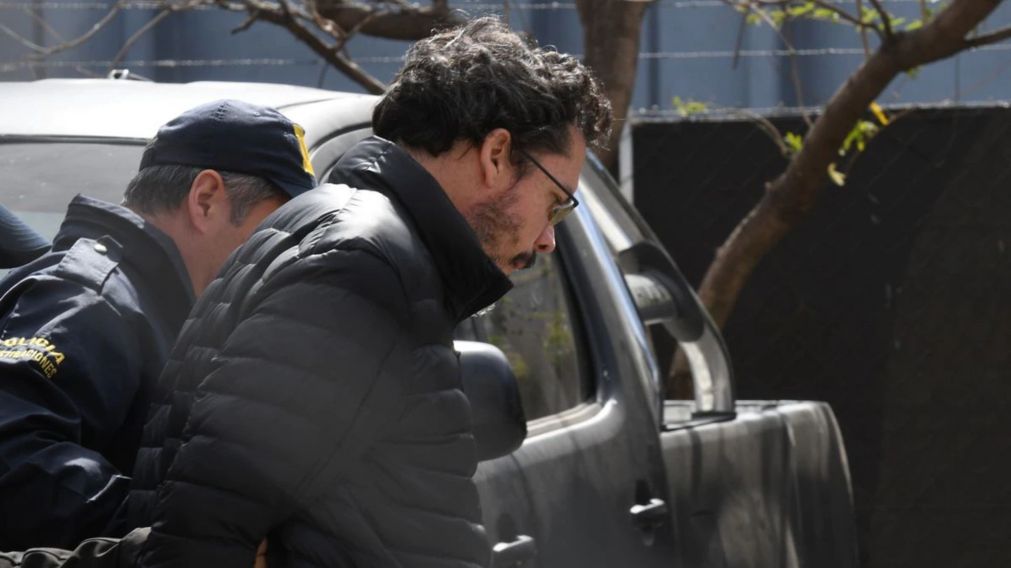 Martín Del Río durante los traslados para las pericias.