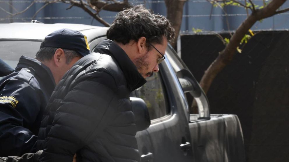 Martín Del Río durante los traslados para las pericias.