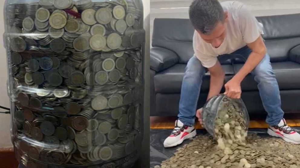 Ahorraron monedas durante 4 años y sorprendieron a todos al revelar cuántos juntaron (Imagen captura vídeo).