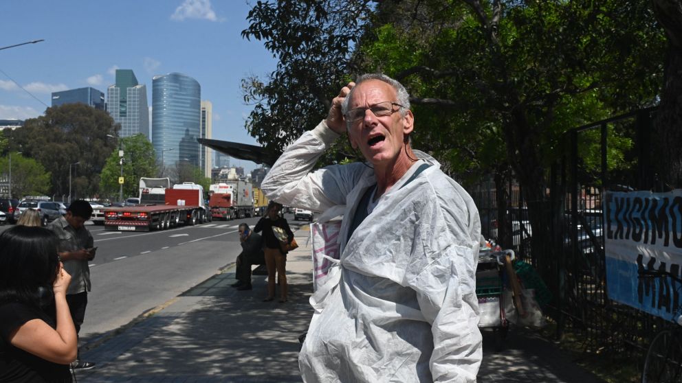 Claudio Herz amenazó a Cristina Kirchner, el 21 de julio pasado, frente al Instituto Patria.