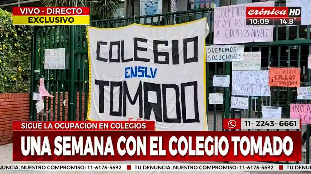 Colegios porte�os continuaban tomados durante este lunes (Cr�nica HD).