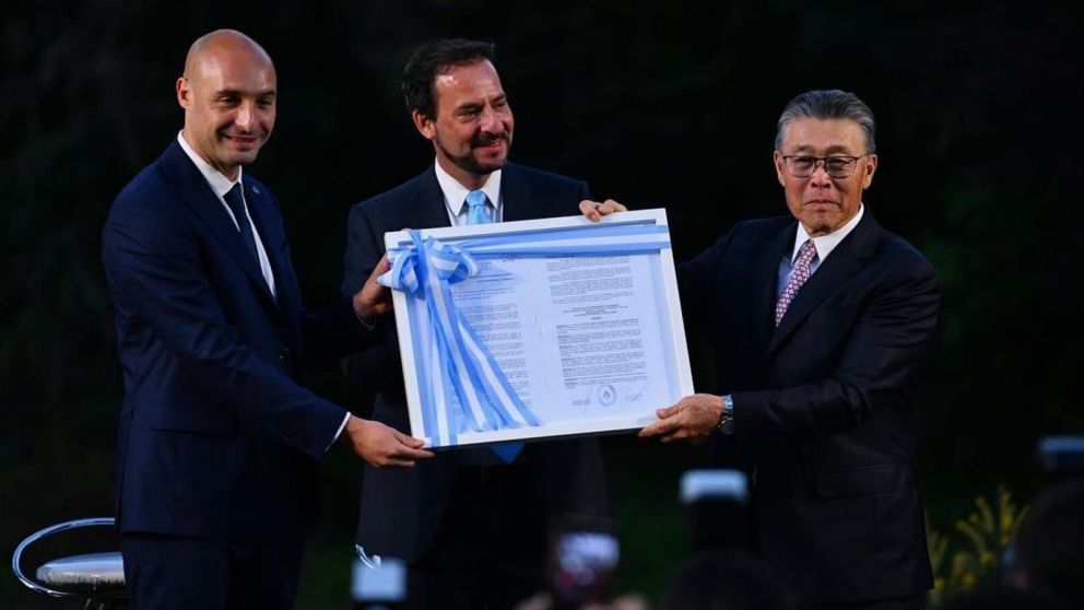 Ariel Sujarchuk, intendente en uso de licencia de Escobar, durante la apertura de la Fiesta de la Flor.