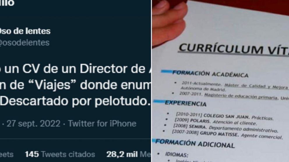 Twitter: un reclutador curr�culums encontr� algunas cosas ins�litas mientras analizaba algunos curr�culums.