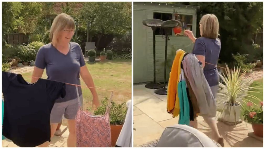 Una mujer mostró su secreto para colgar la ropa más rápido y es viral (TikTok/@kira.bro1).