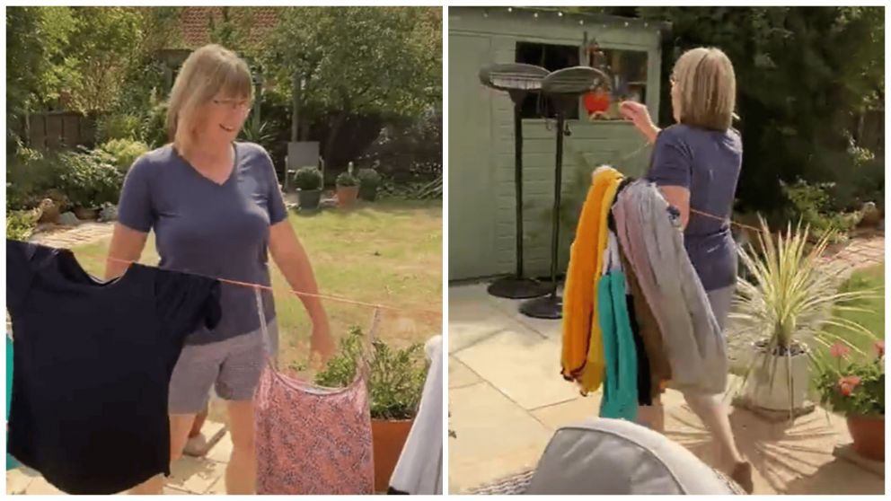Una mujer mostró su secreto para colgar la ropa más rápido y es viral (TikTok/@kira.bro1).