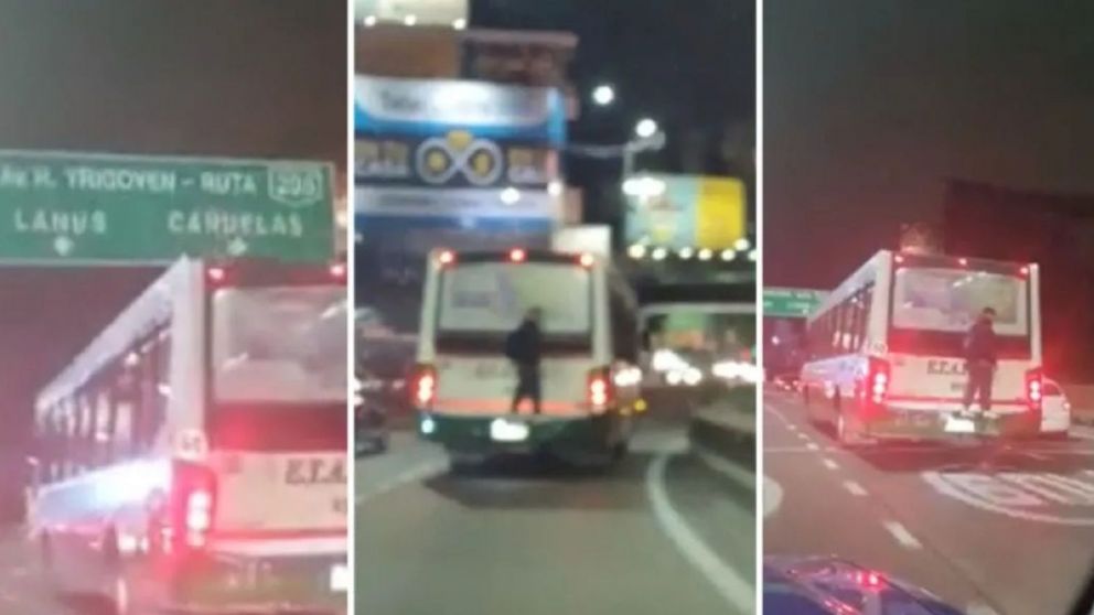 El video del joven colgado de un colectivo se filmó en Puente Pueyrredón sentido a provincia.
