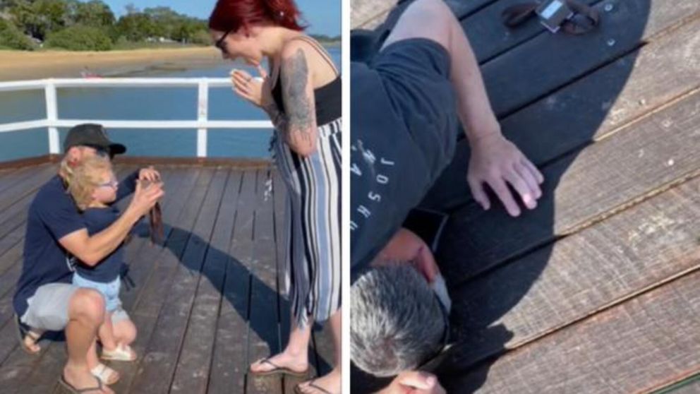 Un hombre quiso pedirle casamiento a su novia, pero sufrió un accidente que se viralizó (Imagen captura vídeo).