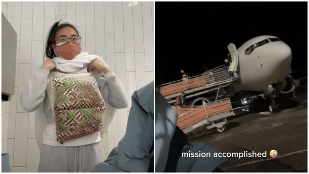 Una piba se hizo la embarazada en el aeropuerto y es viral (TikTok/@nyb.rmg).