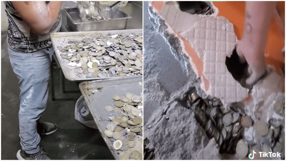 Albañiles descubrieron un tesoro y el video es viral en las redes sociales (TikTok/@angelcabrera504).