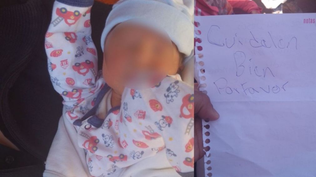 Abandonaron a un bebé recién nacido en una bolsa debajo de un auto y dejaron una nota (Imagen Facebook).