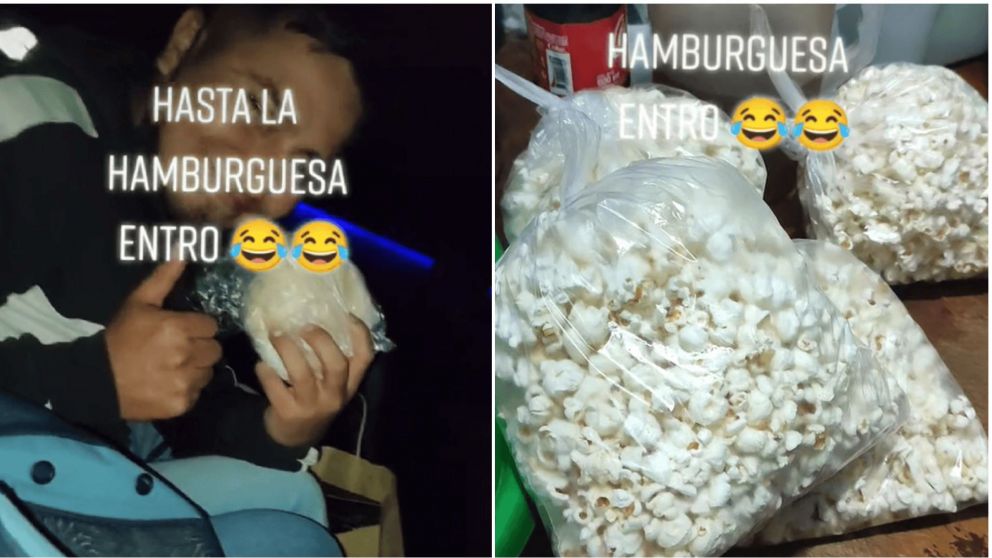 Pibe metió hamburguesas al cine y su truco es viral (TikTok/@vcmngalindo).