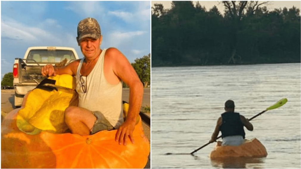 Duane Hansen batió un récord a bordo de la calabaza que cosechó de su huerta.