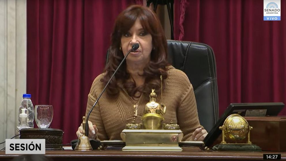 Cristina Fernández de Kirchner habló durante la sesión en el Senado.