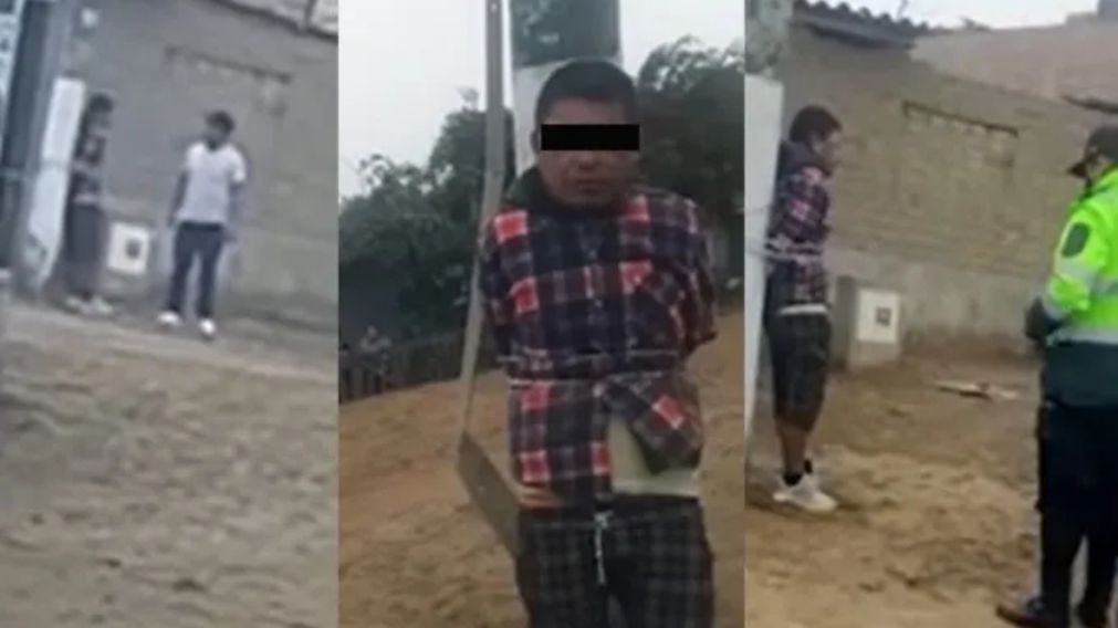 Un padre atrapó al hombre que intentó abusar a su hija, lo ató a un poste y le dio una golpiza.