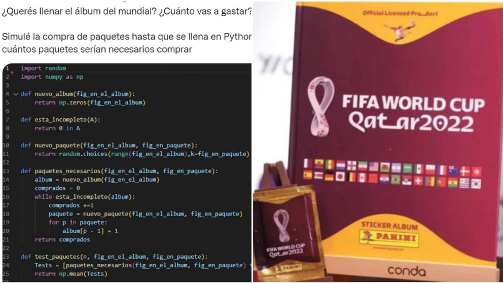 Inventó un programa para calcular el costo del álbum de figuritas del Mundial Qatar 2022 (Twitter/@RomaXlsm).