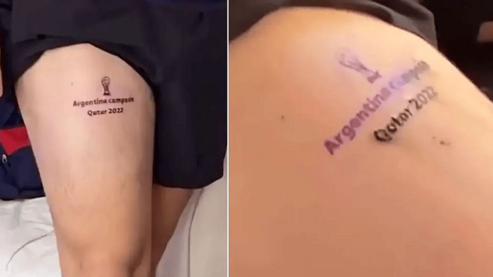 El tatuaje "mufa" del hombre fanático de la Selección Argentina.