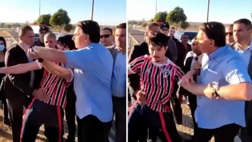 Bolsonario reaccionó a la provocación de un youtuber que lo increpó.