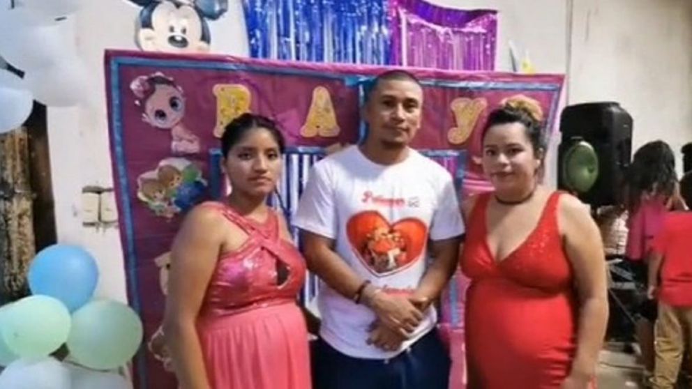 Un hombre embarazó a sus dos novias y decidió festejar el baby shower de ambas en la misma fiesta (Imagen captura vídeo).