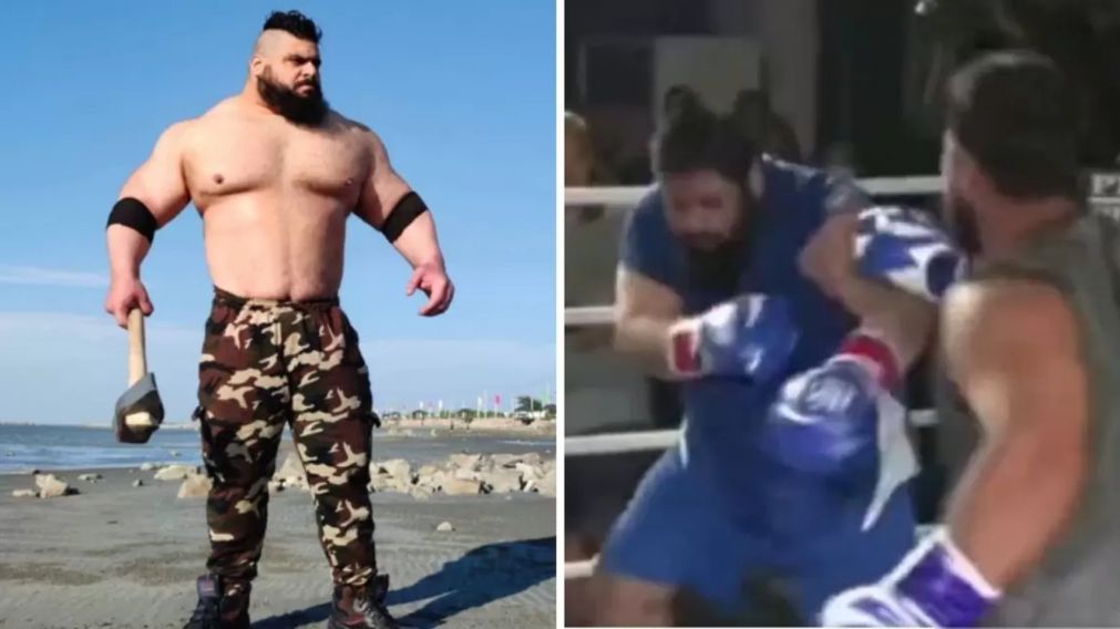 El famoso "Hulk iraní" debutó en el boxeo y fue noqueado en el primer round por su rival.