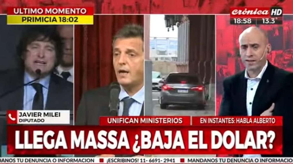 Milei habló con "El Pelado" sobre la llegada de Massa al Gabinete nacional.