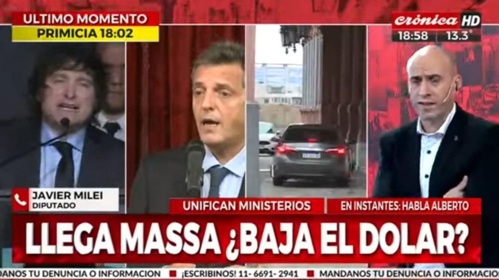 Milei habló con "El Pelado" sobre la llegada de Massa al Gabinete nacional.