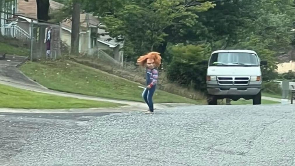 Un nene de cinco años se disfrazó como chucky y causó terror en un barrio (Imagen Facebook).