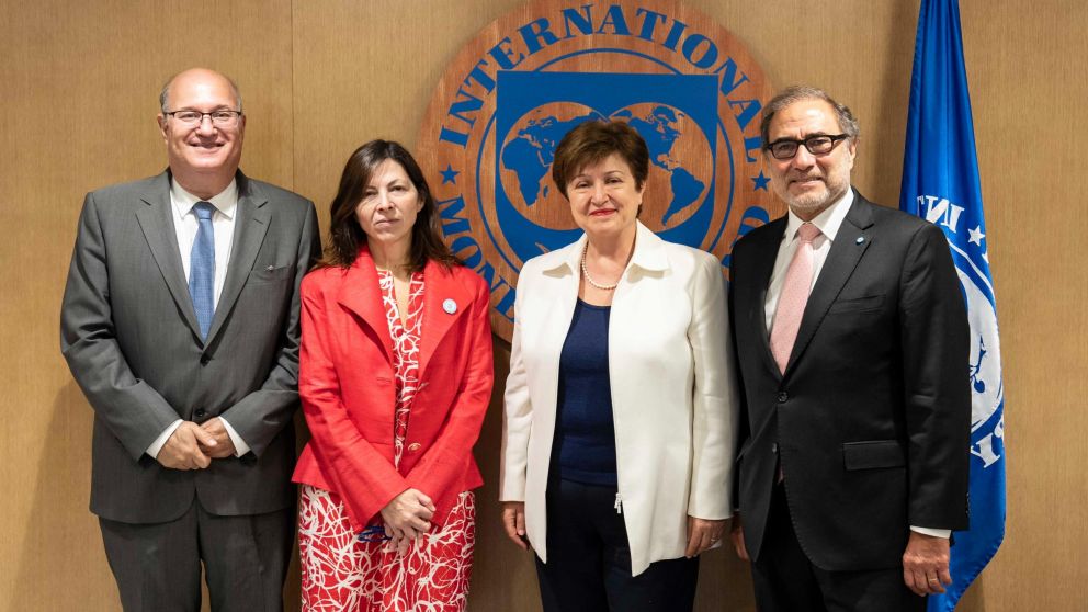 Encuentro de la ministra de Economía, Silvina Batakis, con la directora del FMI, Kristalina Georgieva.
