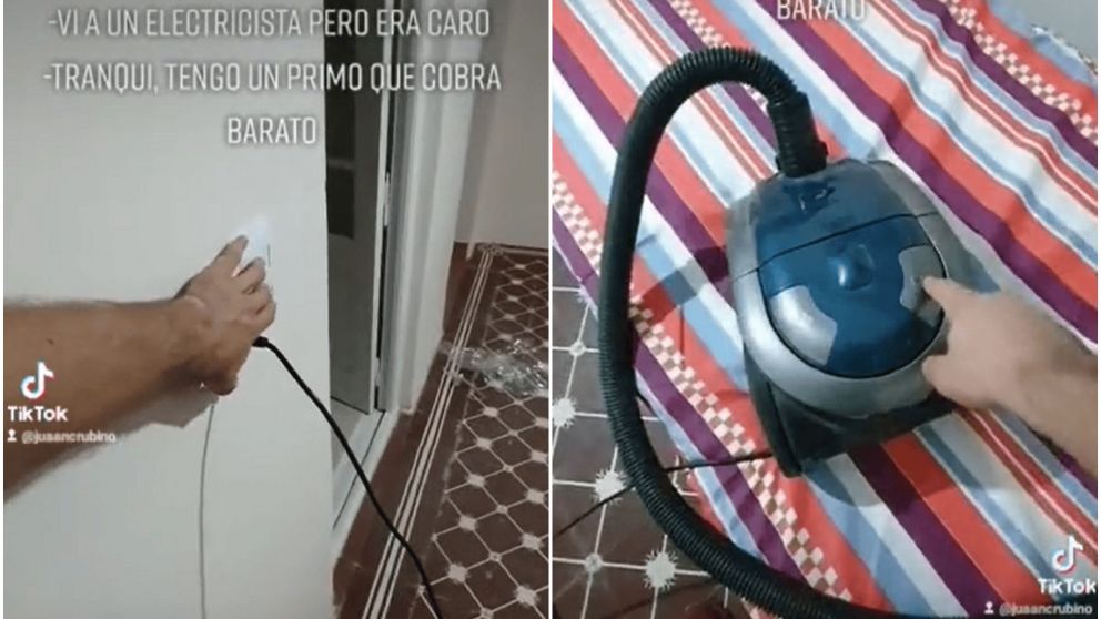 La reparación de un electricista “barato” se hizo viral (TikTok/@juaancrubino).