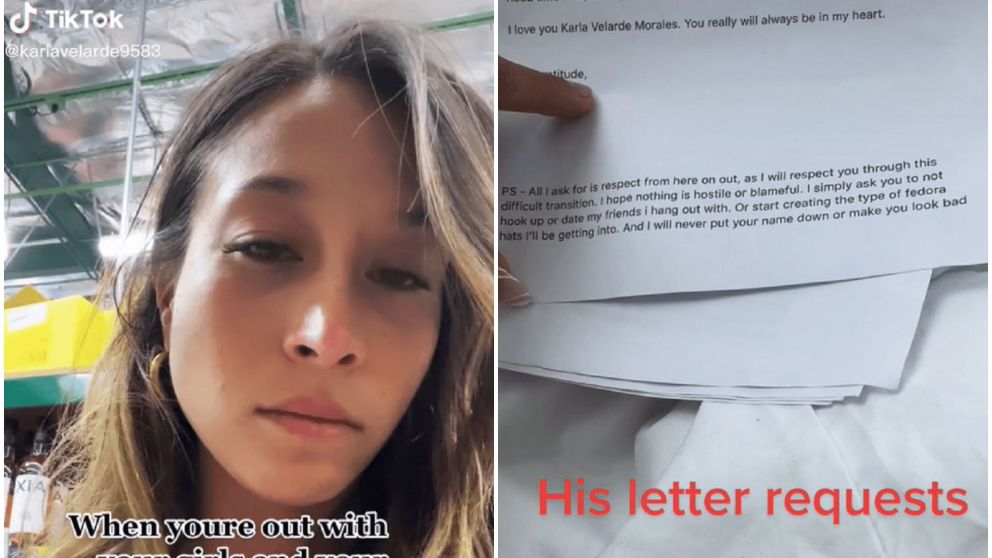 La piba pensó que le habían dejado una carta romántica pero el novio la dejó (TikTok/@karlavelarde1234).