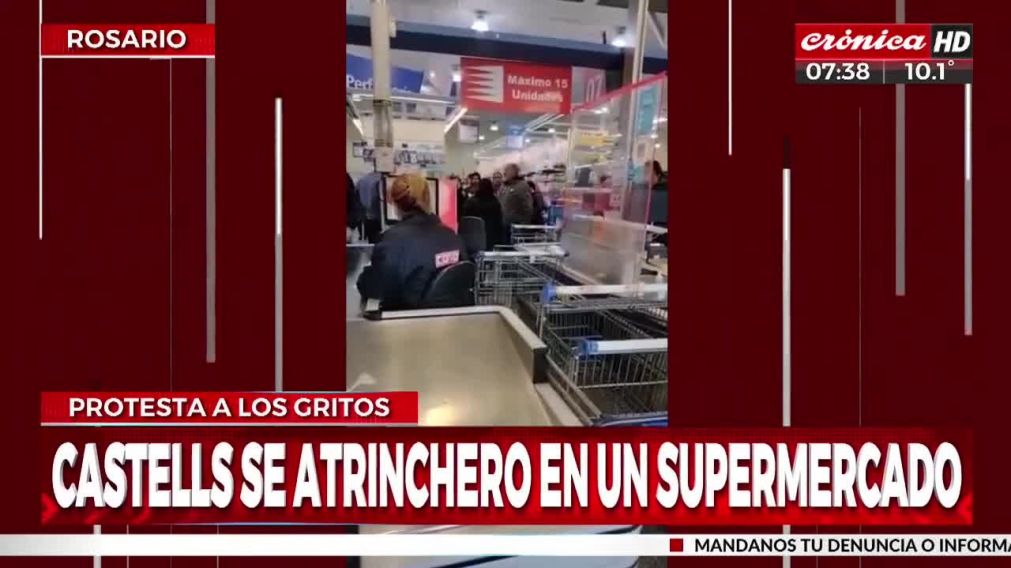 Tensión en un supermercado de Rosario con el líder piquetero Raúl Castells (Crónica HD).