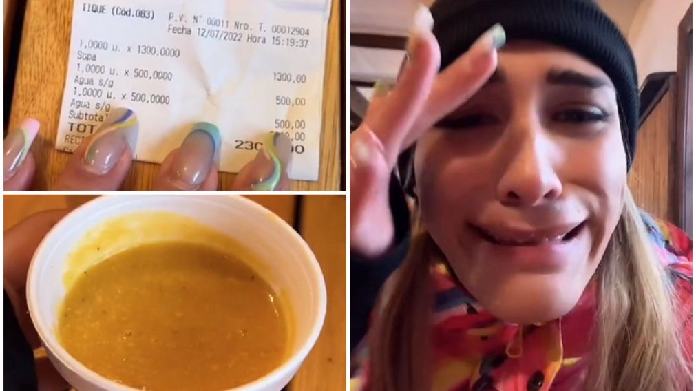 Influencer pidió una sopa en un centro de esquí y “lloró” por el precio y el vaso de plástico(TikTok/@danelik.star).
